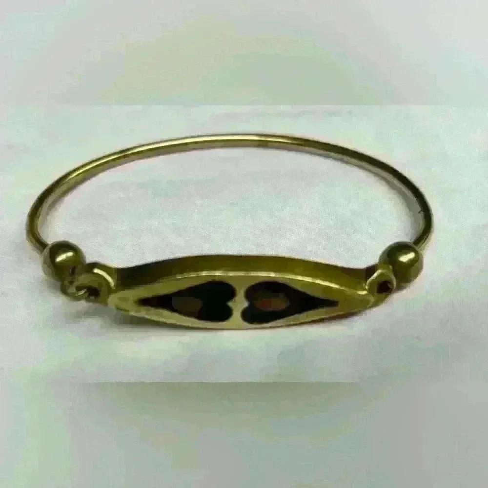 Vintage Artisan/Handmade Brass Bangle Bracelet With Inlay Stones made in Greece